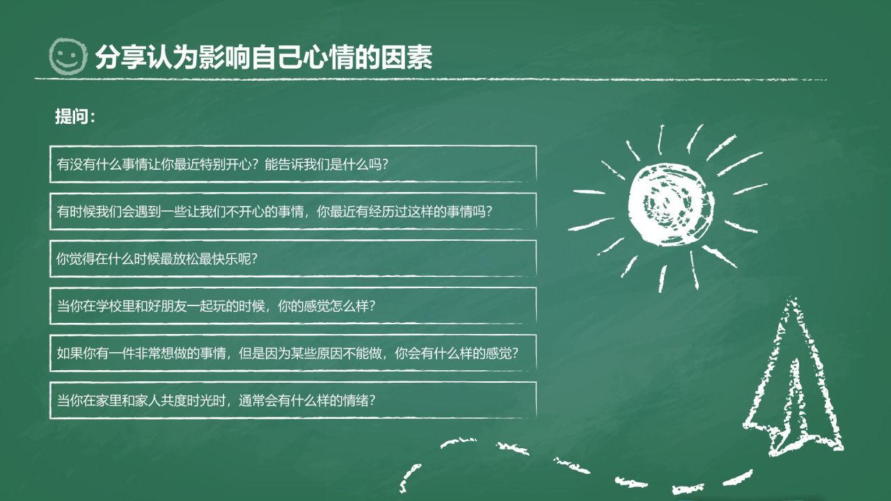 绿色插画风心理主题班会PPT模板