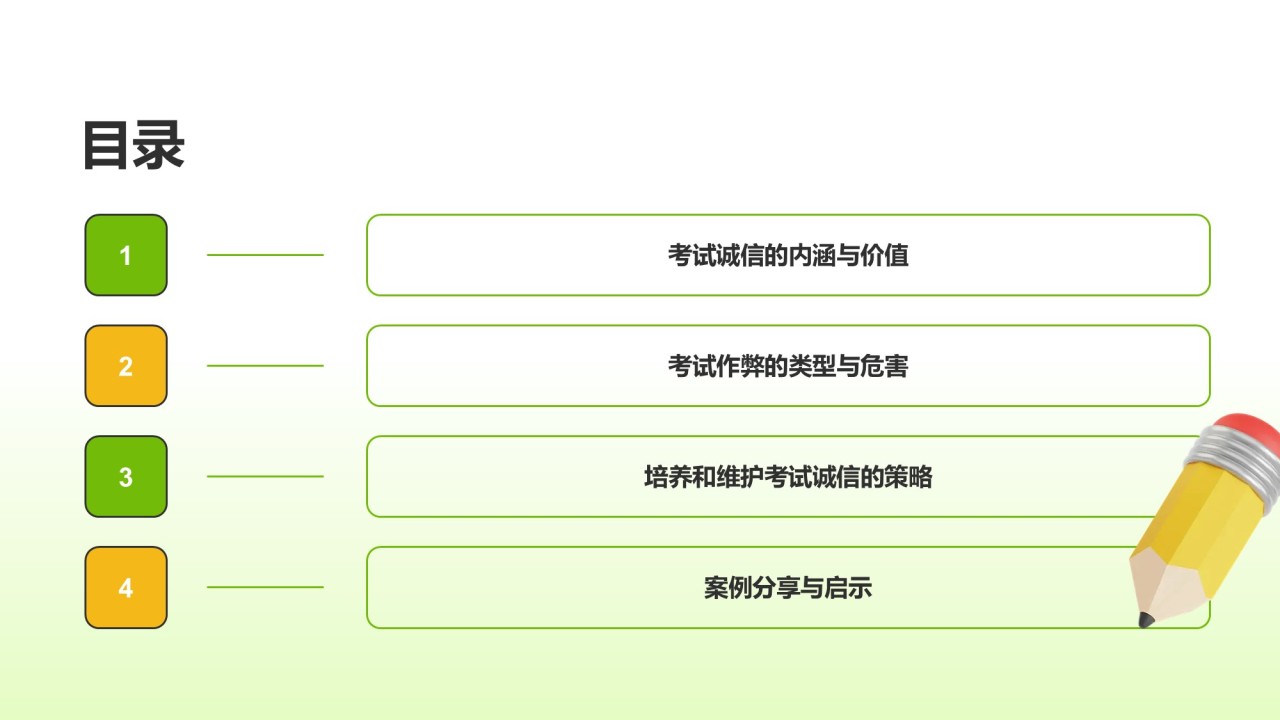 绿色渐变风考试诚信PPT模板