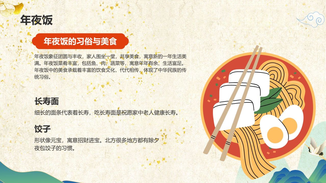 黄色国潮风春节的传说与习俗PPT模板