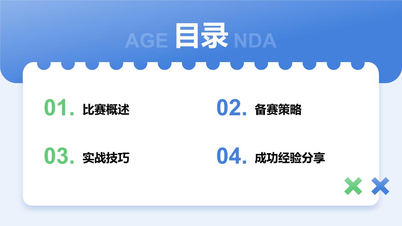 蓝色扁平风比赛经验分享报告PPT模板
