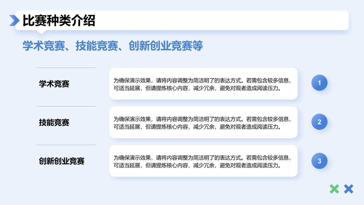 蓝色扁平风比赛经验分享报告PPT模板