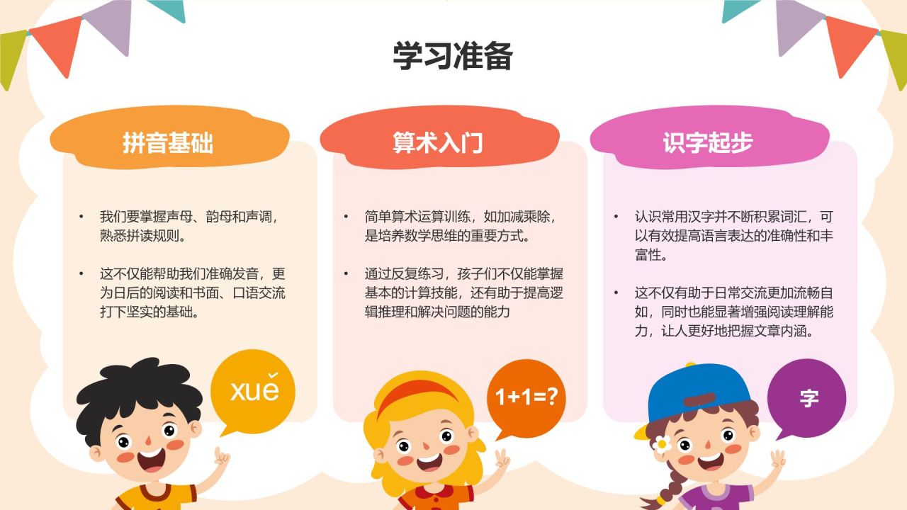 橙色卡通风学前教育基础认知课件PPT模板