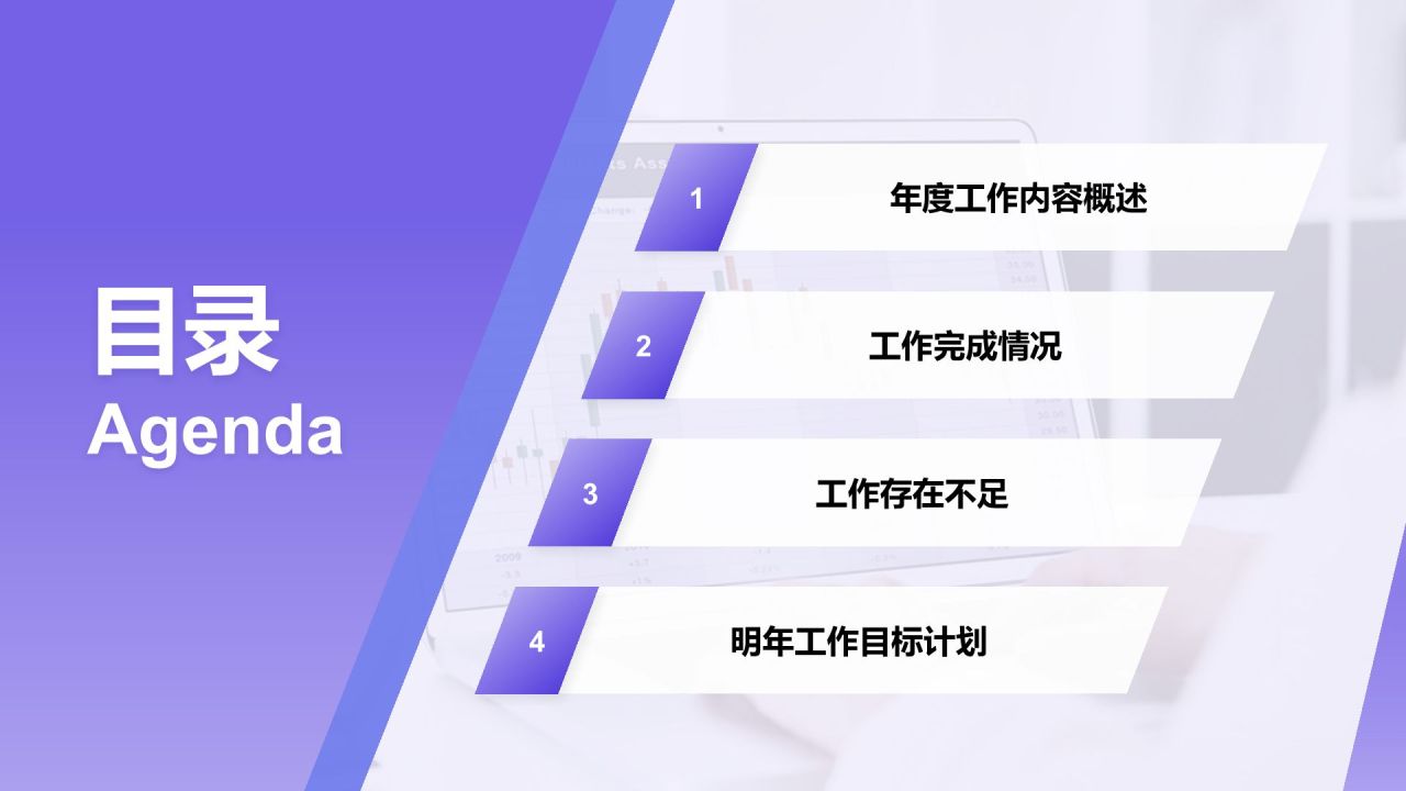 紫色简约风明年工作计划PPT模板