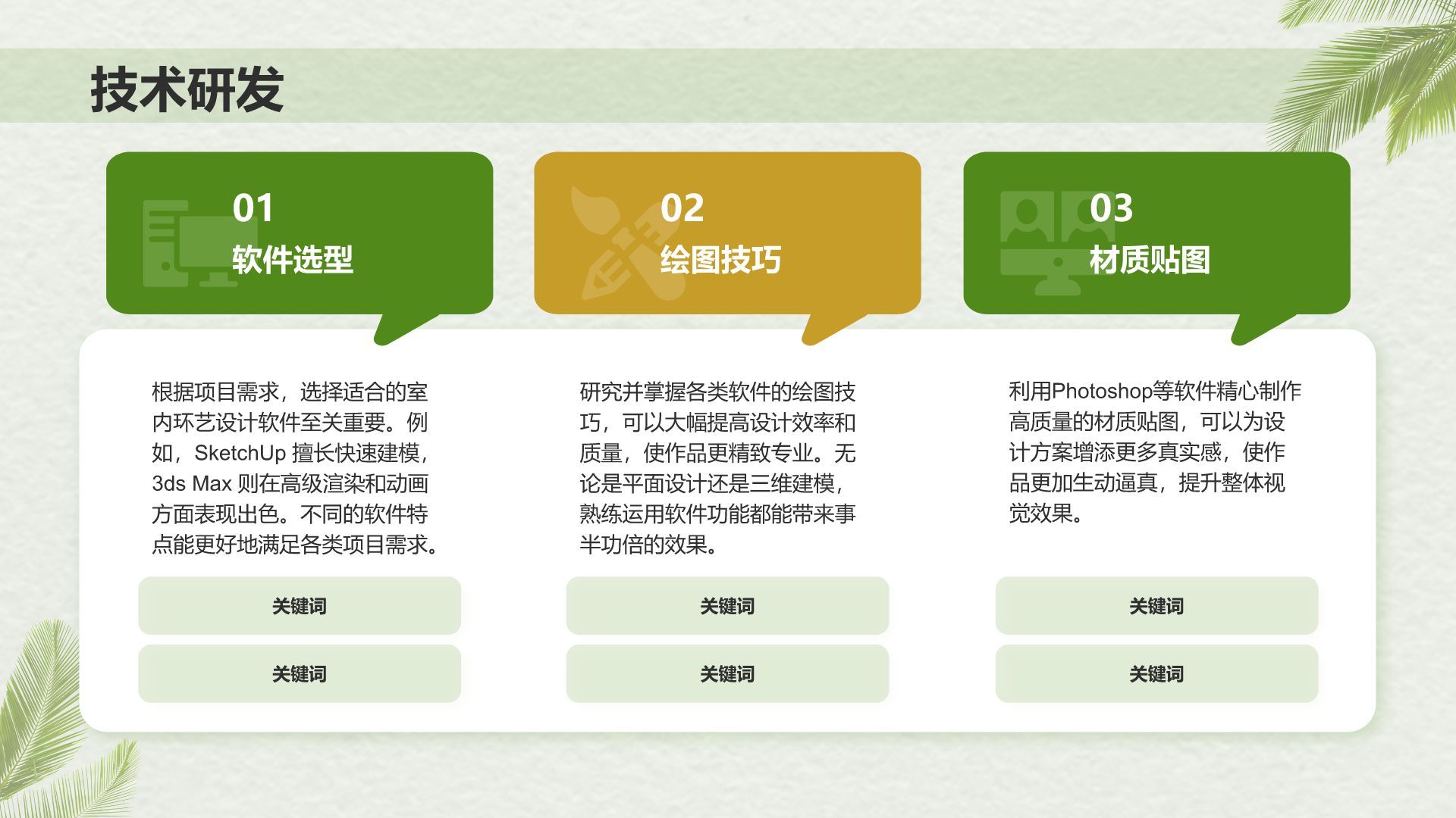 绿色商务风室内环艺设计项目汇报PPT模板