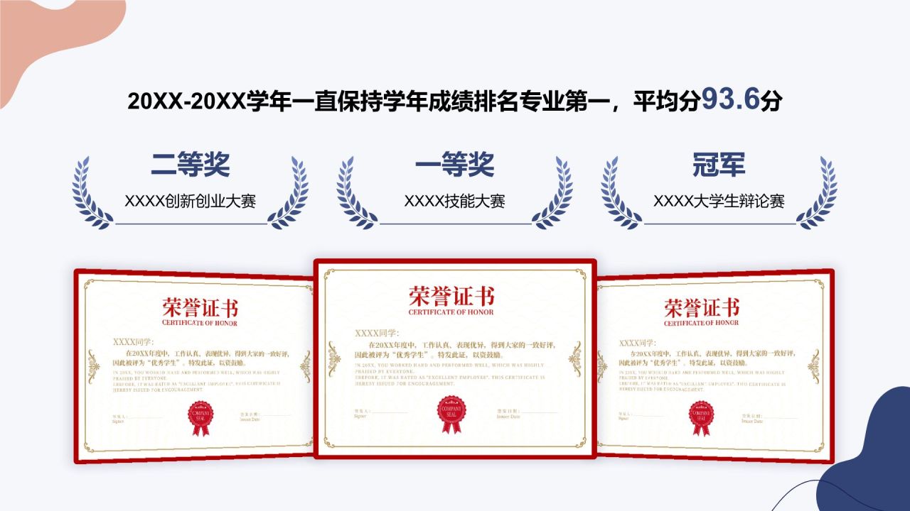 蓝色简约风大学生职业规划PPT模板
