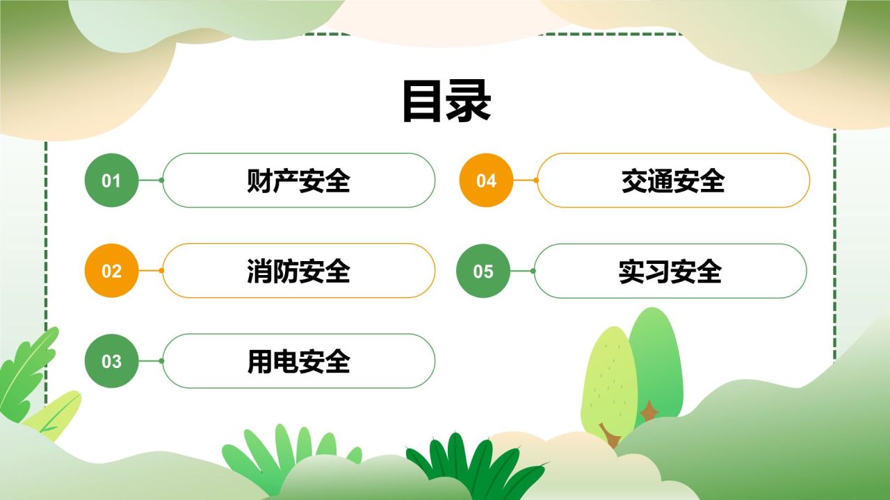 绿色插画风大学生校园主题班会PPT模板