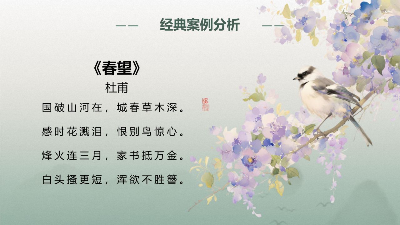 绿色复古风诗歌分享：语言的艺术与美感PPT模板