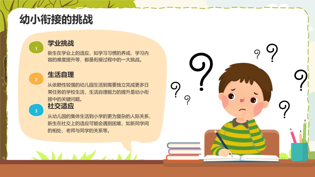 绿色插画风幼小衔接新生家长会PPT模板