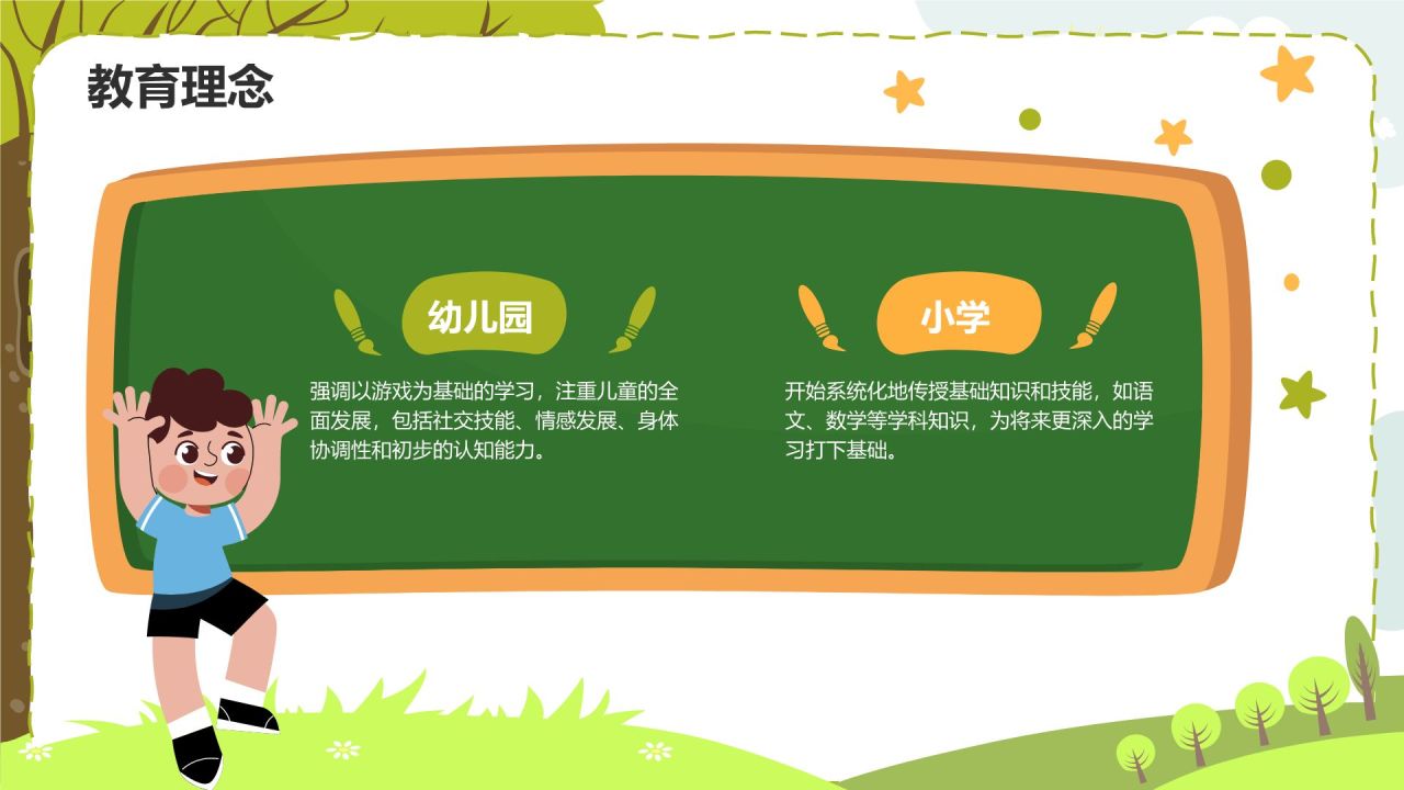 绿色插画风幼小衔接新生家长会PPT模板
