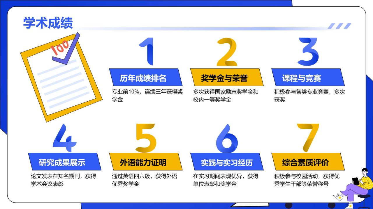 蓝色插画风大学生求职简历PPT模板