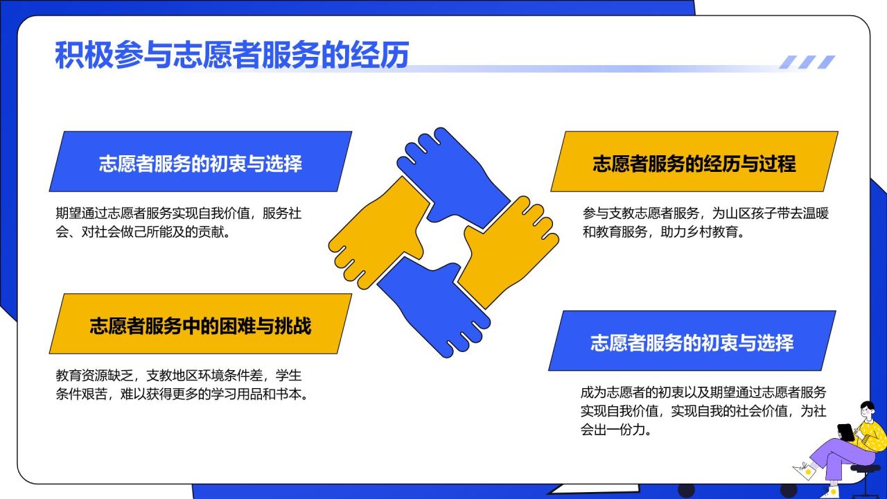 蓝色插画风大学生求职简历PPT模板