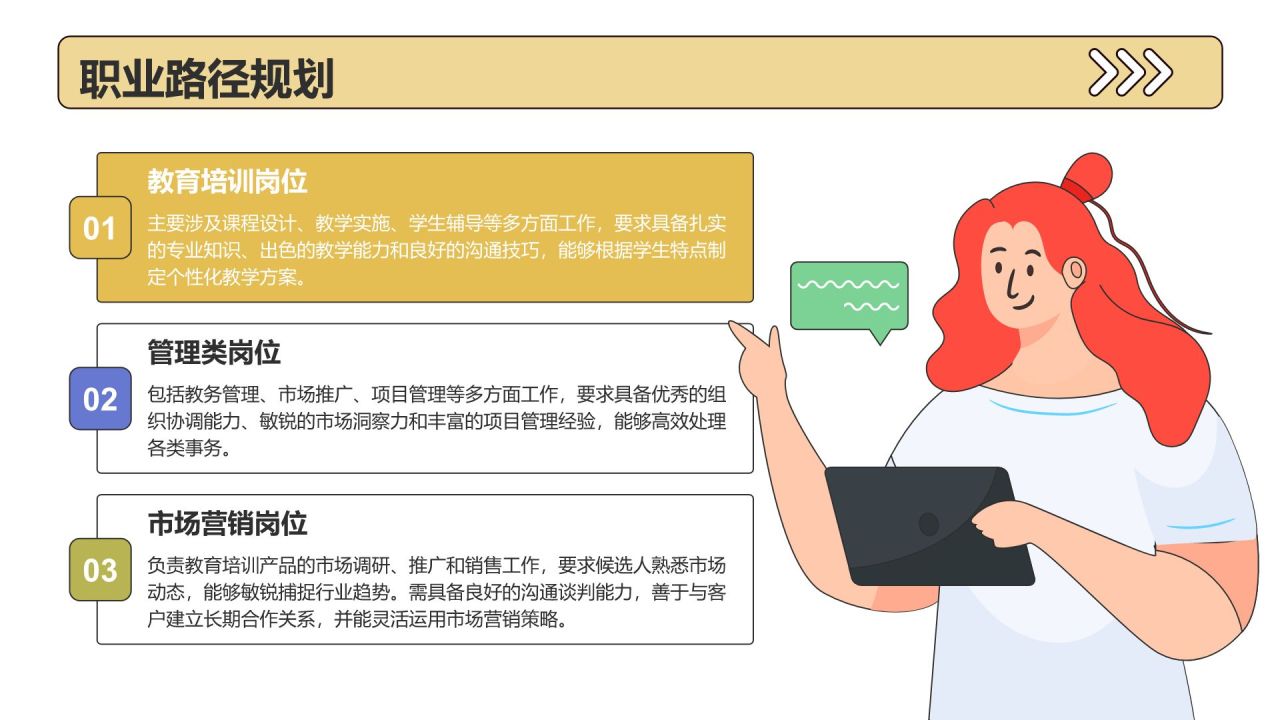 黄色插画风大学生职业发展规划PPT模板