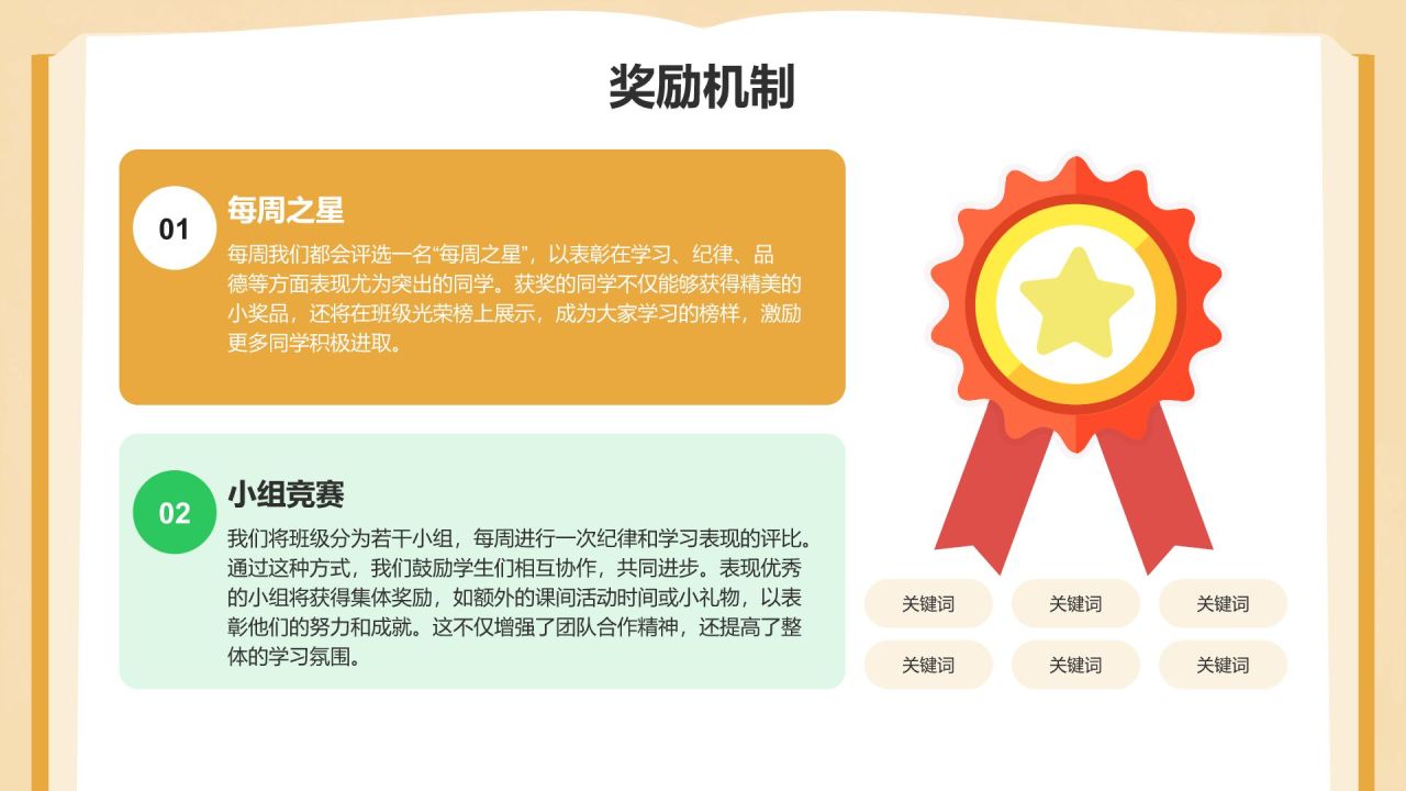橙色插画风小学生行为习惯养成班会PPT模板
