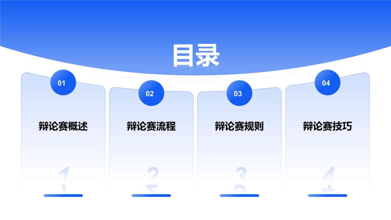 蓝色商务风辩论赛流程与规则PPT模板