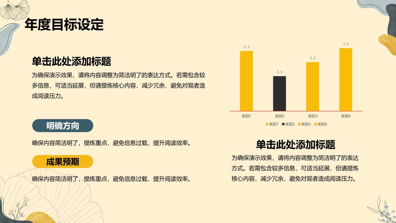 黄色小清新个人年度工作计划与职业目标PPT模板