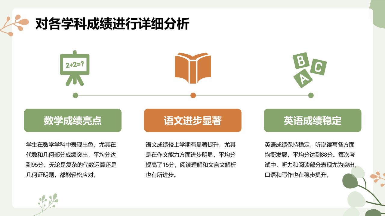 绿色小清新初中期末家长会PPT模板