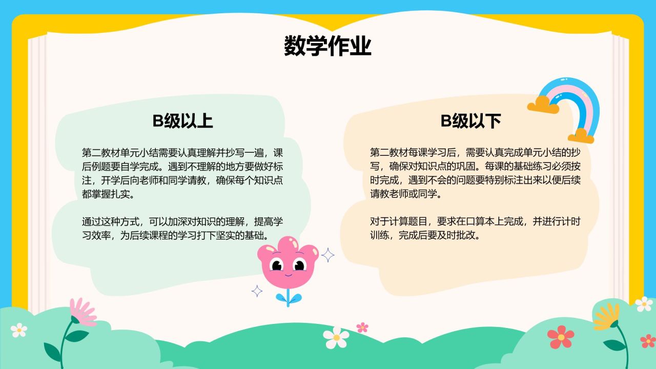 绿色卡通风小学期末成果展示家长会PPT模板