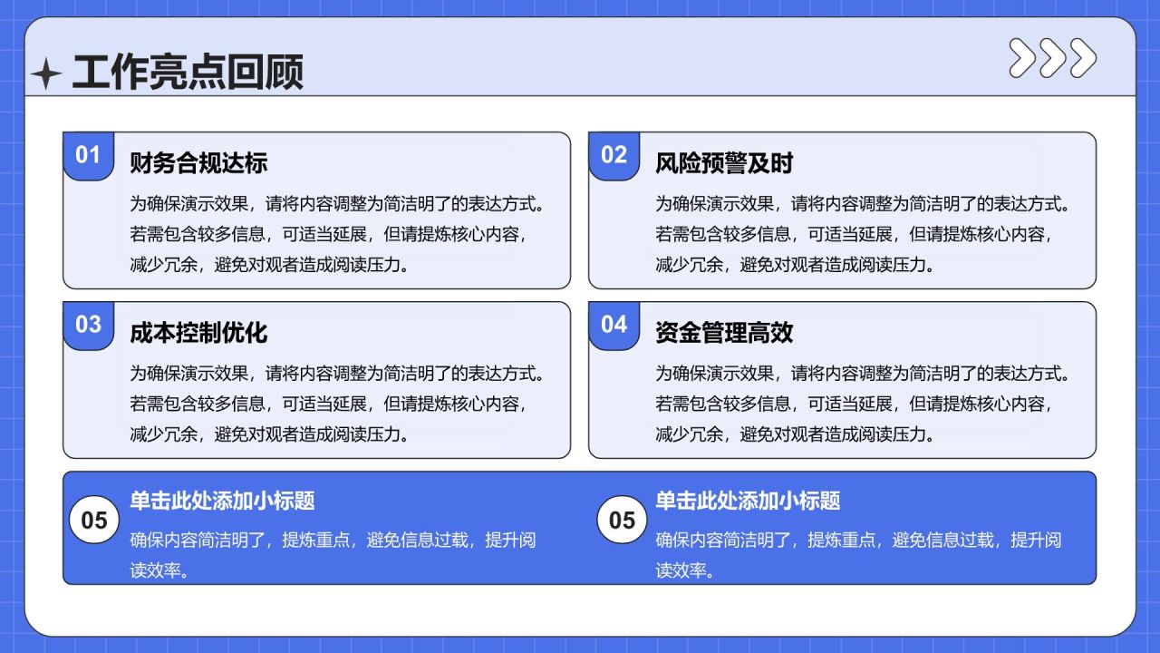 蓝色插画风财务指标与业绩回顾报告PPT模板