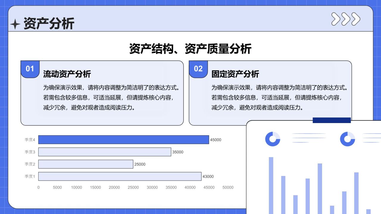 蓝色插画风财务指标与业绩回顾报告PPT模板