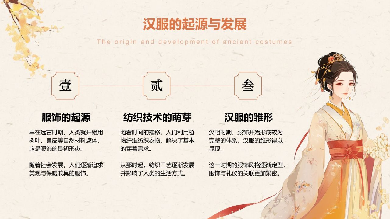 橙色复古风汉服社团招新文化介绍PPT模板
