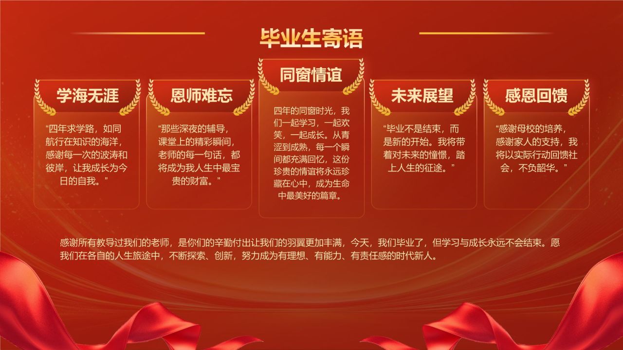 红色喜庆风毕业典礼主题PPT模板