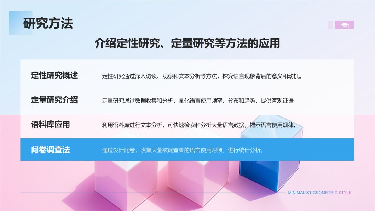蓝色几何风英语专业开题答辩演示PPTPPT模板