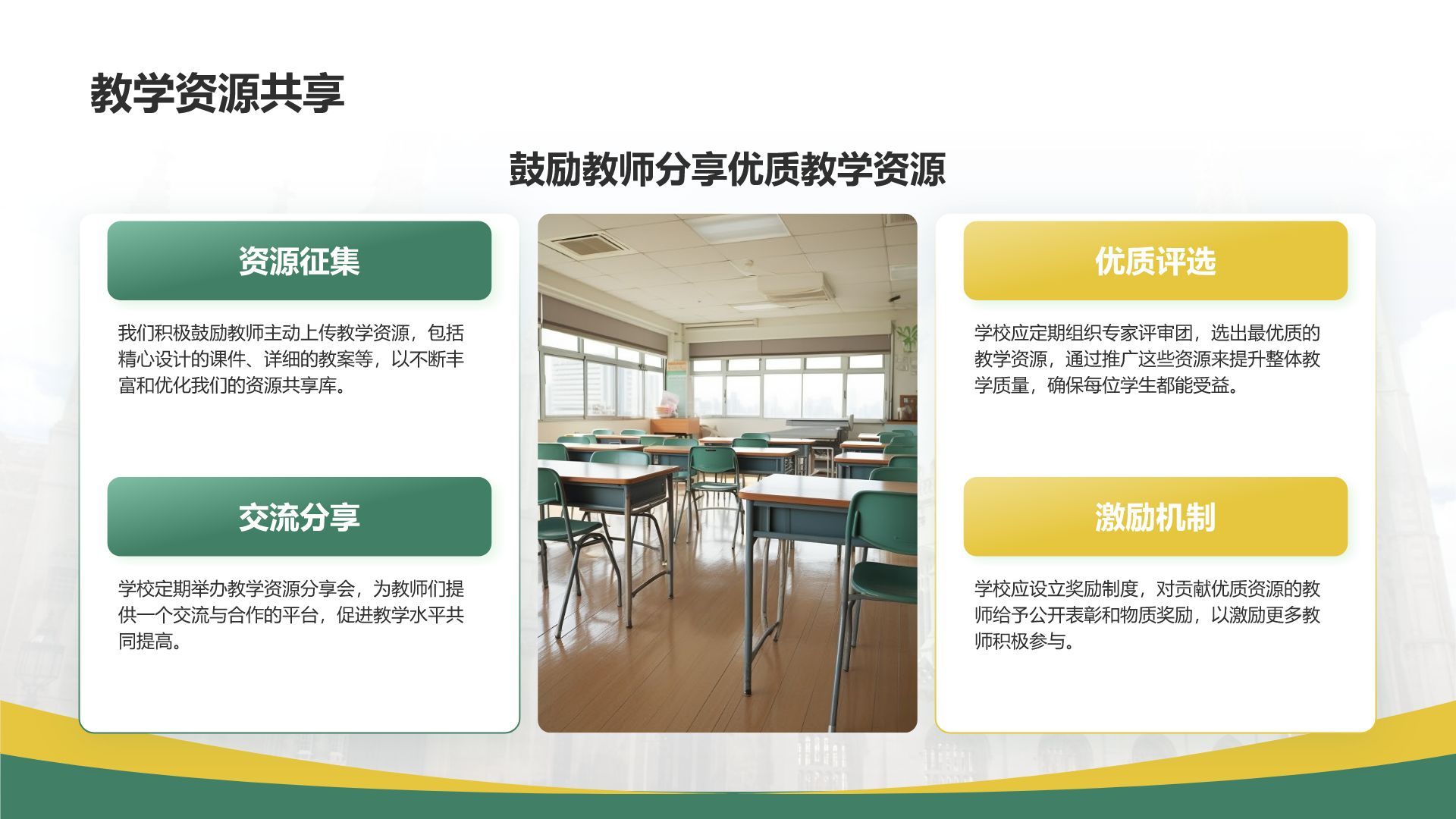 绿色商务风学校部门月度工作计划PPT模板