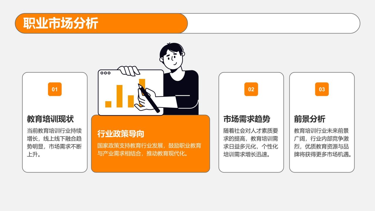 橙色插画风大一职业生涯规划PPT模板