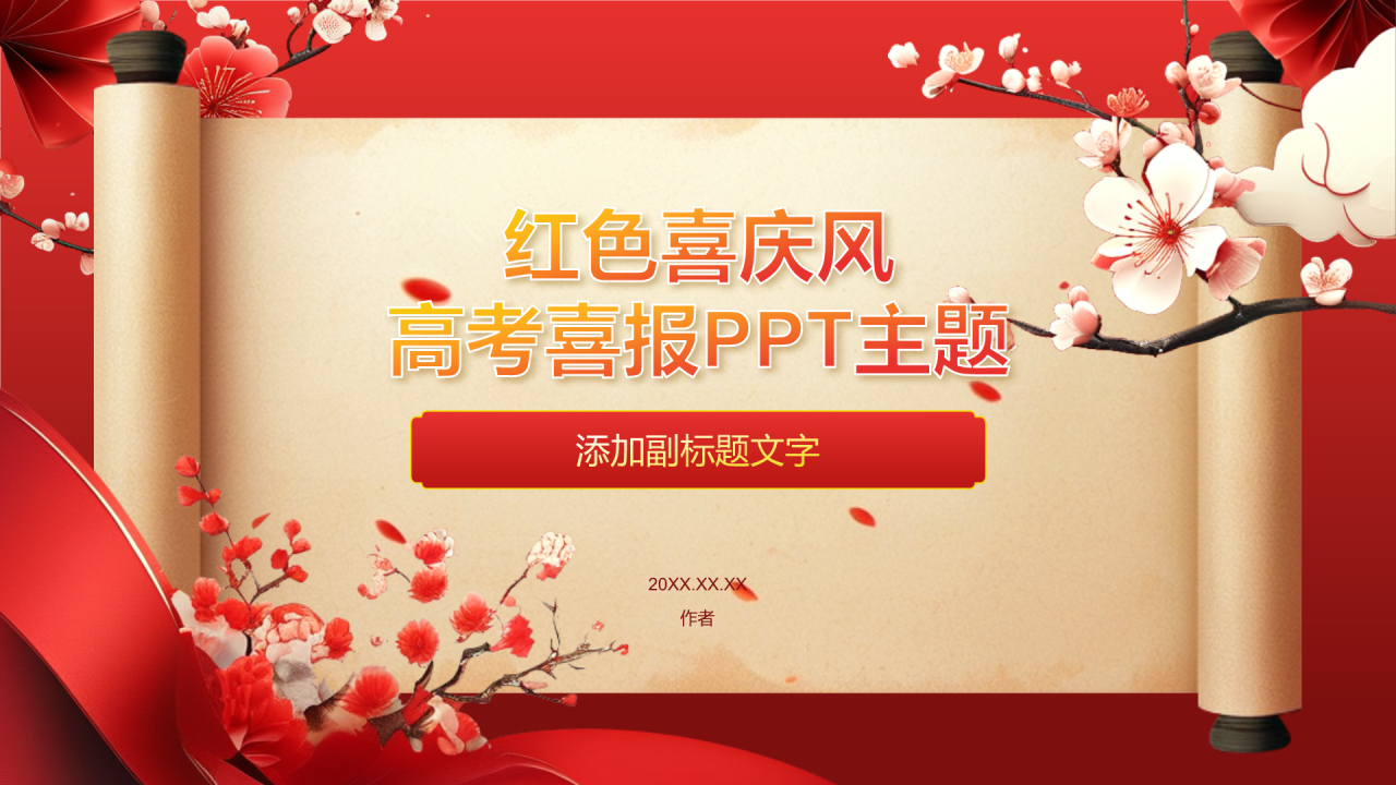 红色喜庆风高考喜报PPT主题