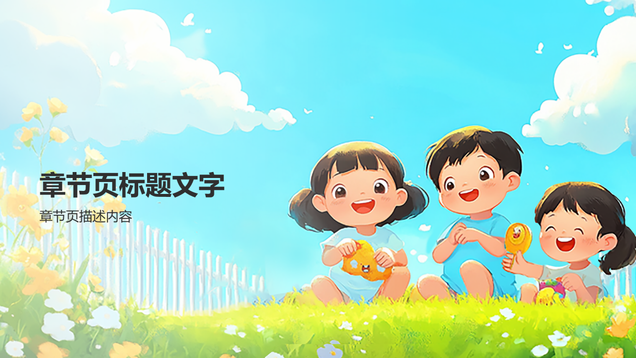 蓝色插画风小学生开学新生班会PPT主题