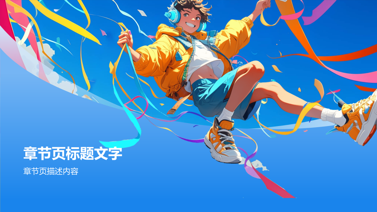 蓝色插画风五四青年节PPT主题