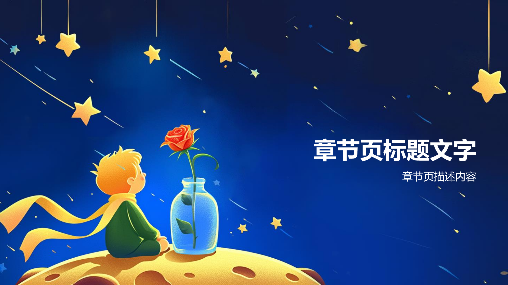 蓝色插画风小王子读书分享PPT主题