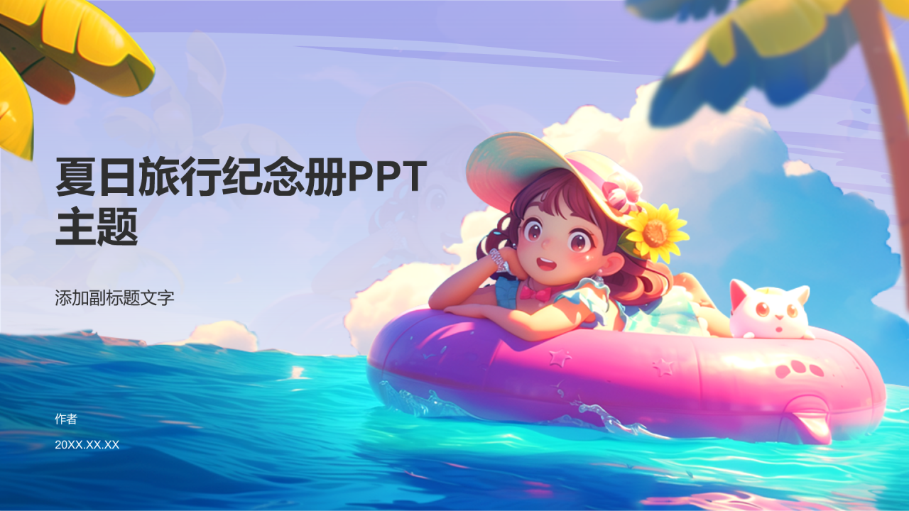 夏日旅行纪念册PPT主题