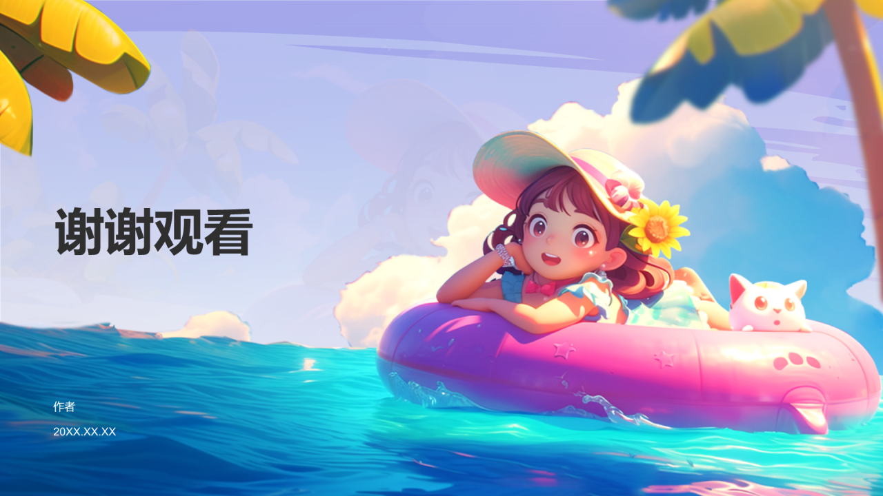 夏日旅行纪念册PPT主题