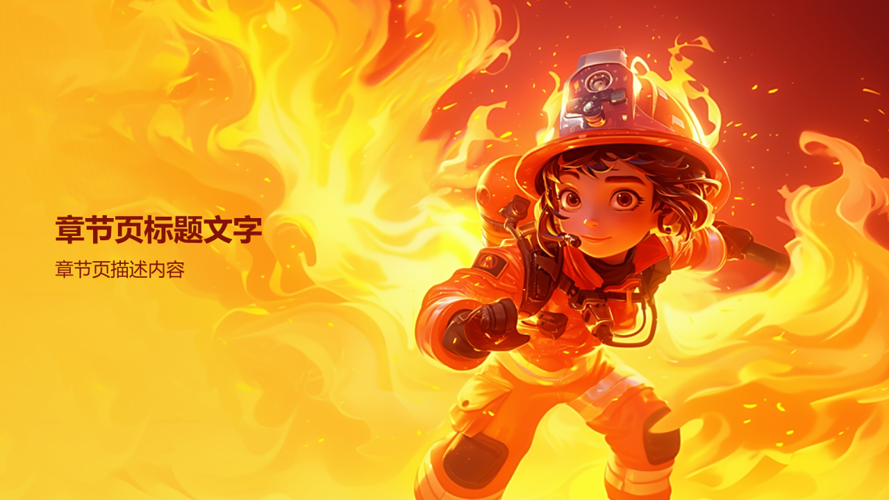 橙色插画风消防安全PPT主题