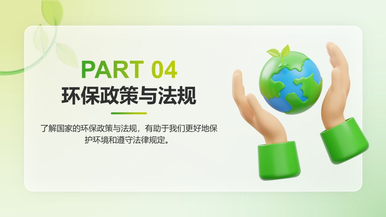 绿色3D风低碳环保倡议PPT模板