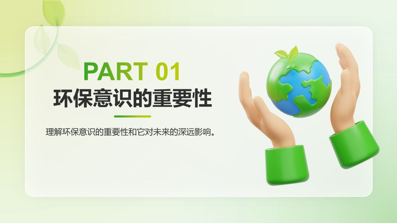 绿色3D风低碳环保倡议PPT模板