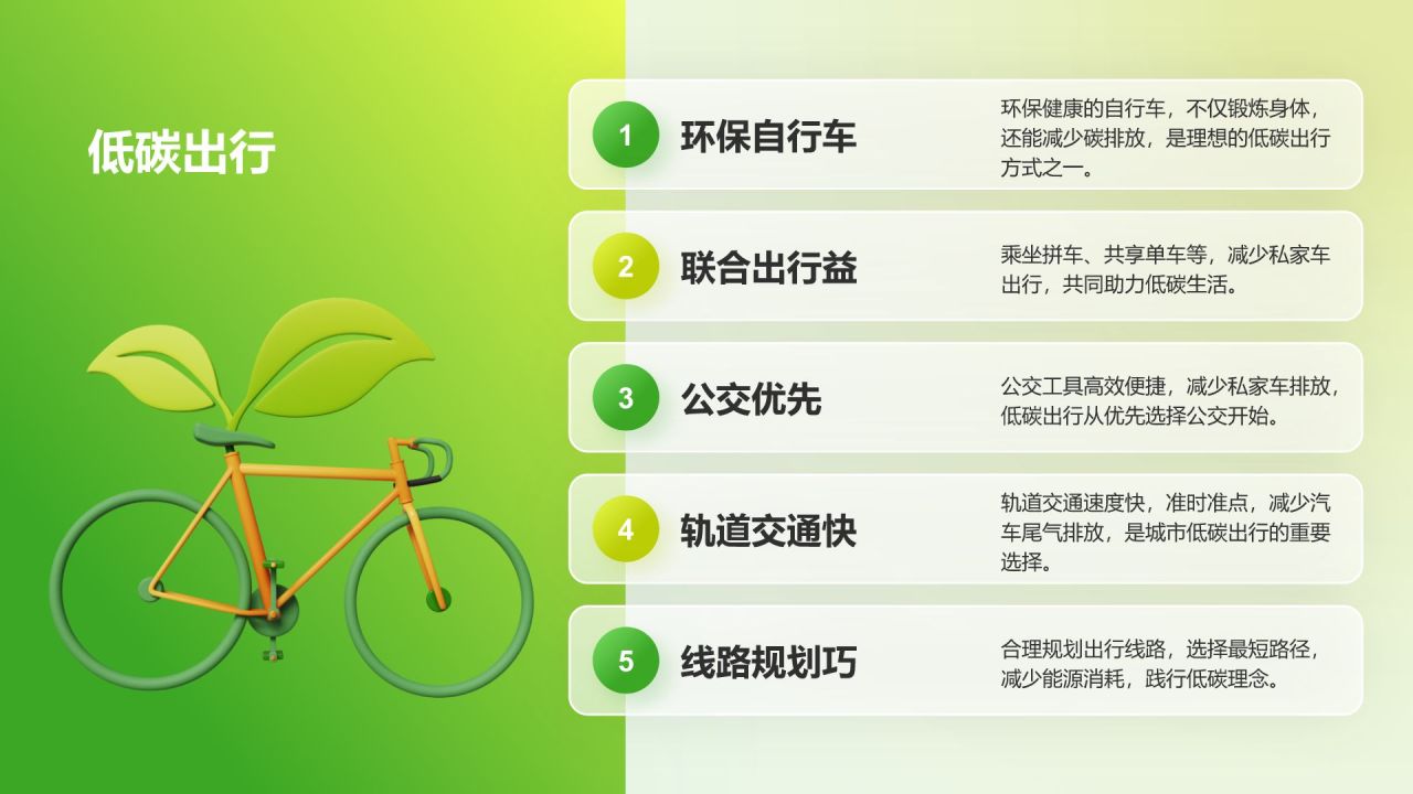 绿色3D风低碳环保倡议PPT模板