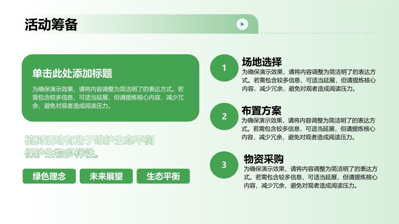 绿色简约风植树节活动策划PPT模板
