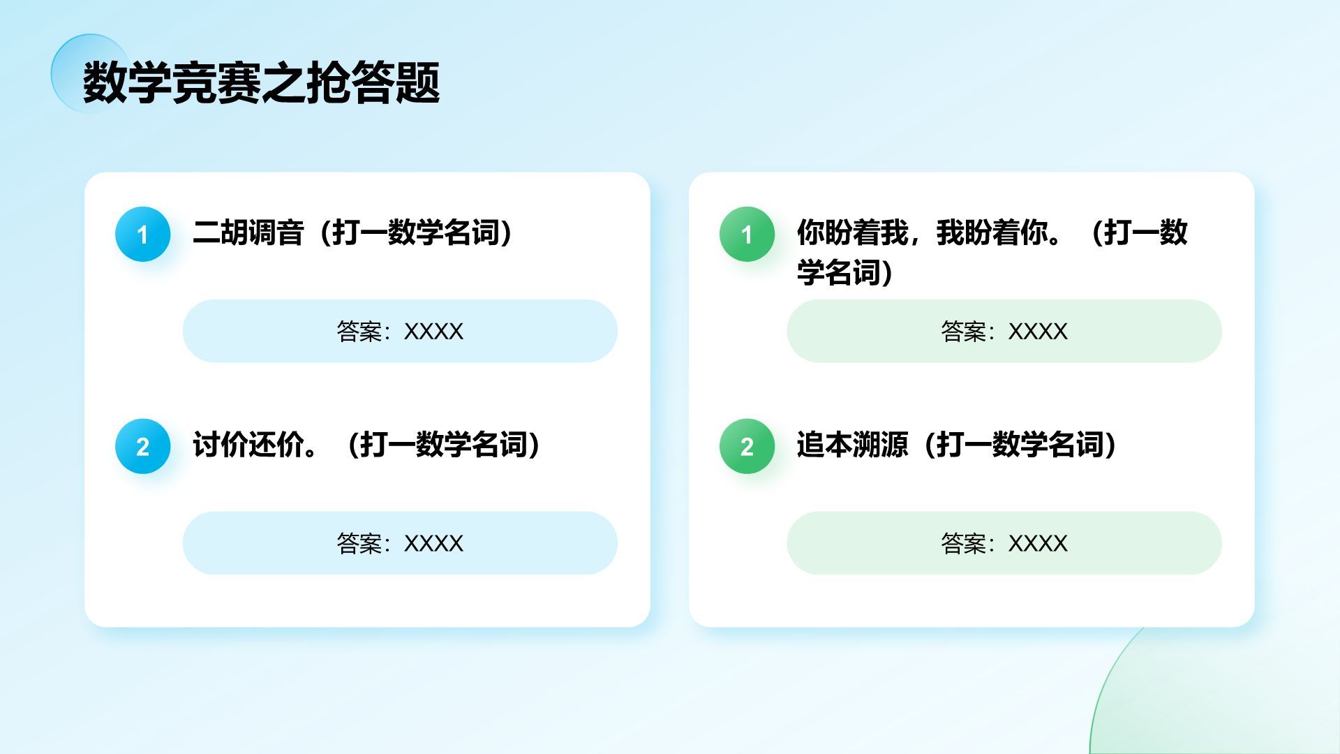 蓝色简约风大学生数学竞赛方案PPT模板