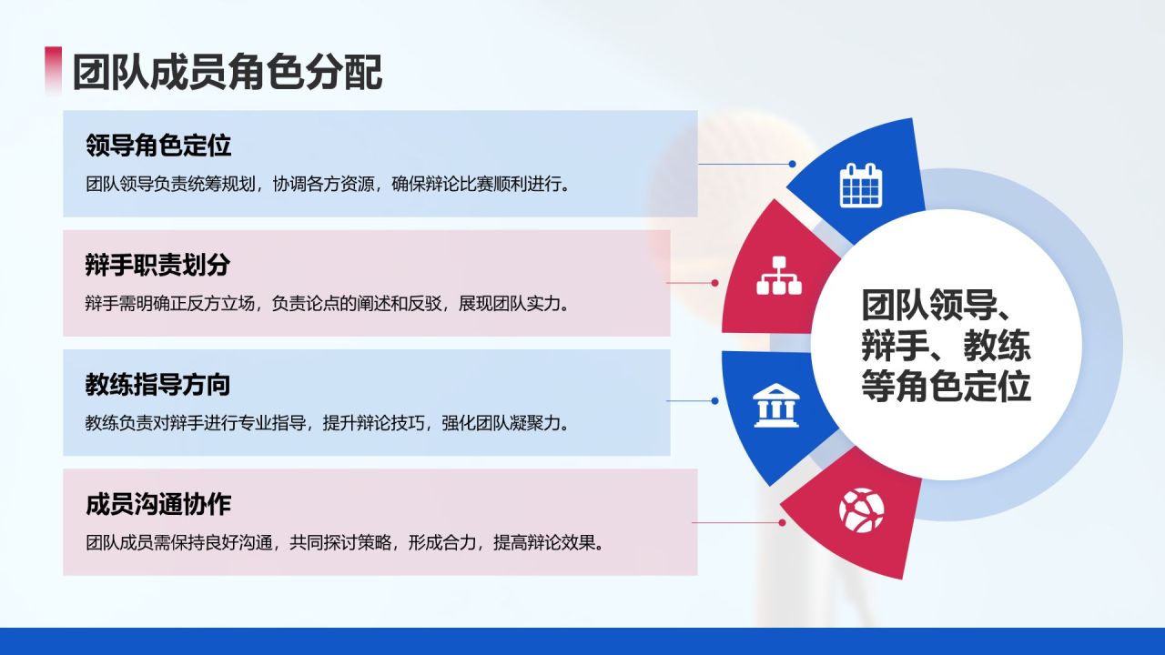 蓝色商务风辩论比赛组织与管理技巧PPT模板