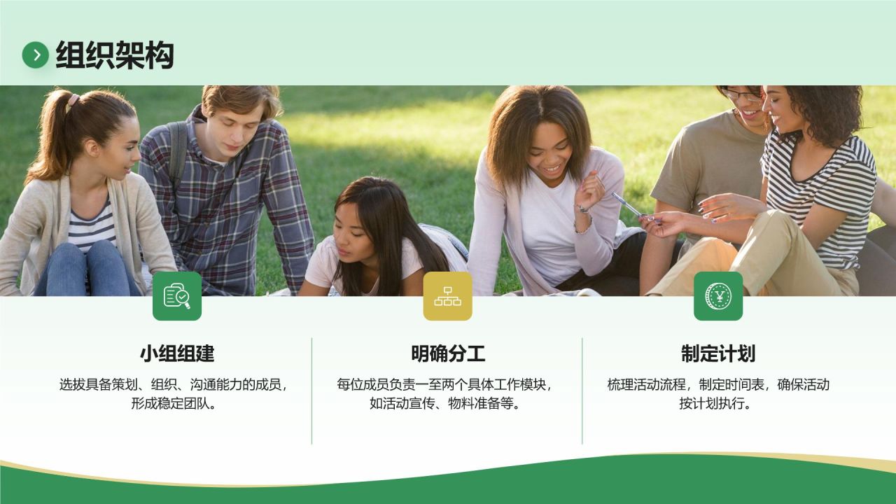 绿色商务风学生会部门迎新策划书PPT模板