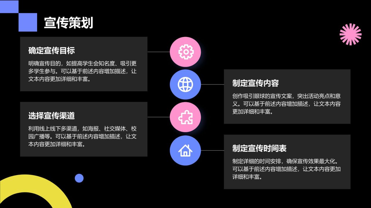 蓝色扁平风学生会纳新活动策划PPT模板