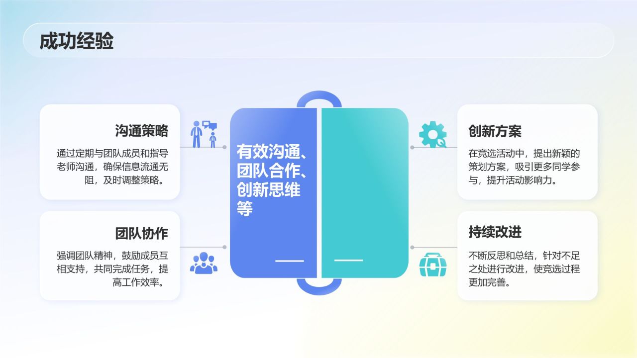 蓝色渐变风学生会部门竞选PPT模板