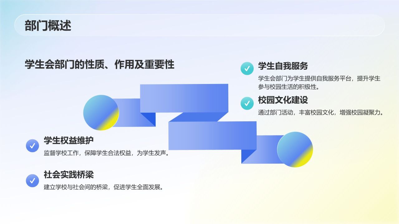 蓝色渐变风学生会部门竞选PPT模板