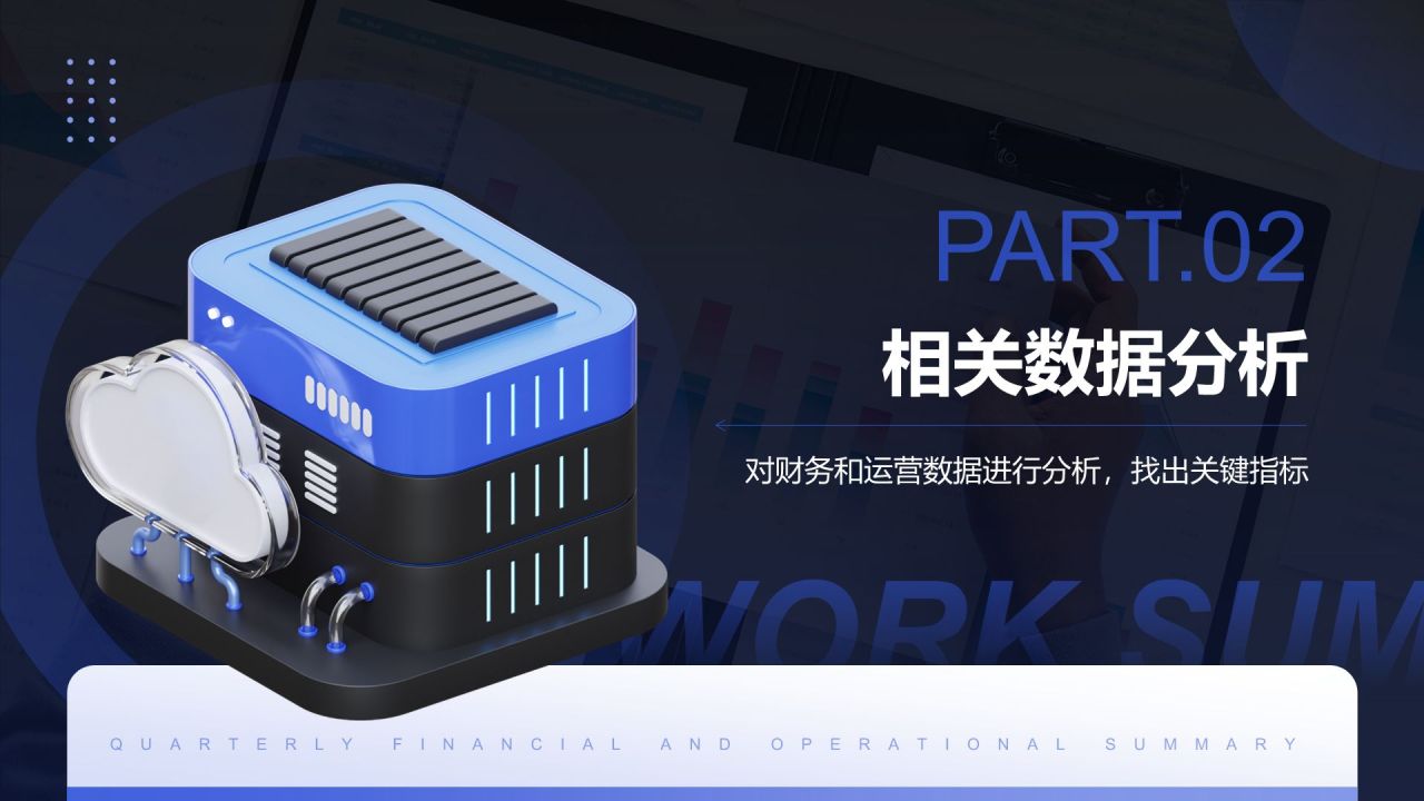 蓝色3D风季度财务与运营总结PPTPPT模板