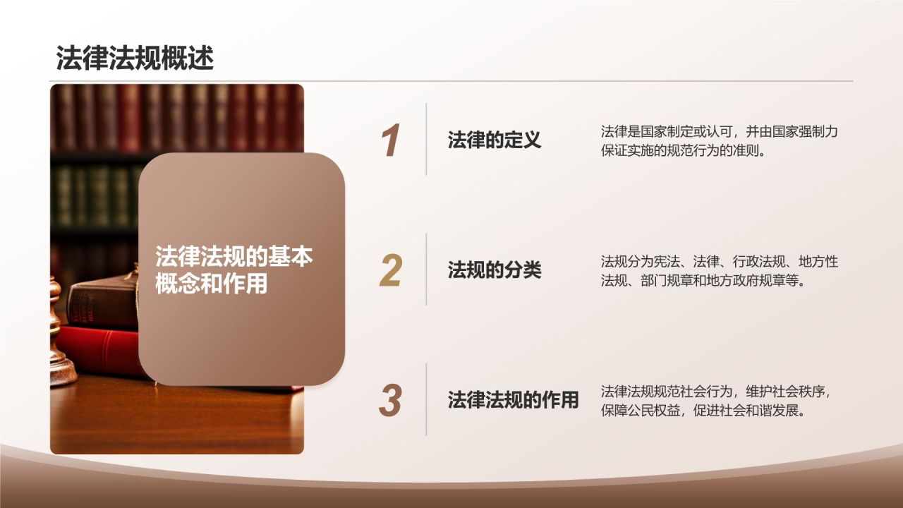 棕色简约风大学生必知的安全法律法规PPT模板