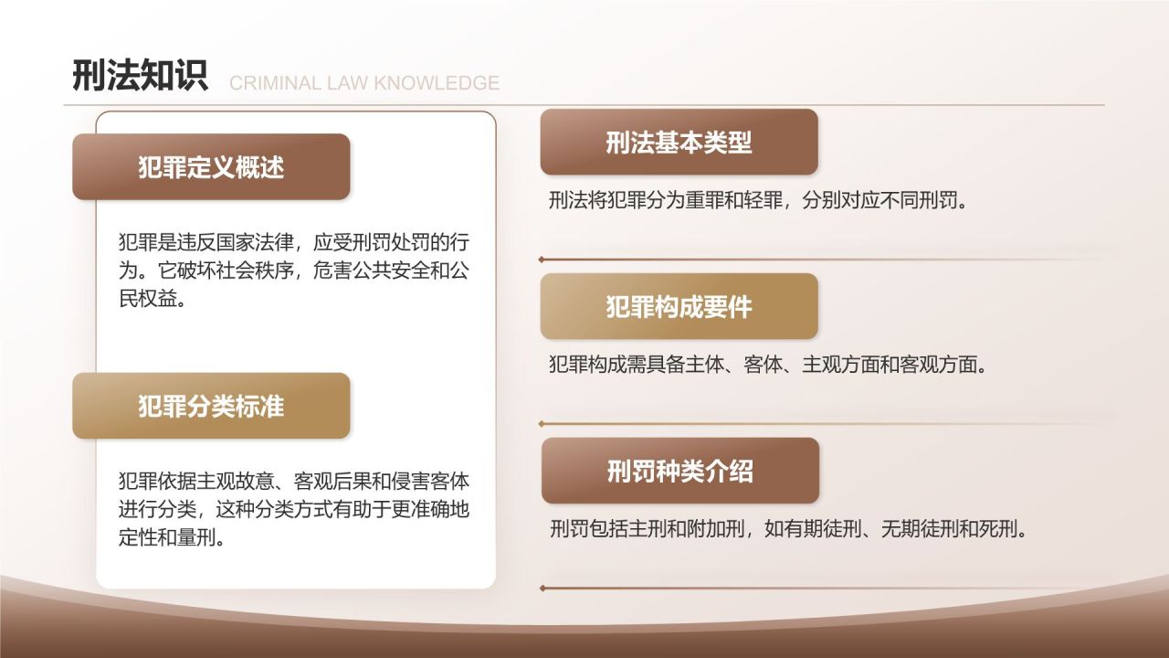 棕色简约风大学生必知的安全法律法规PPT模板