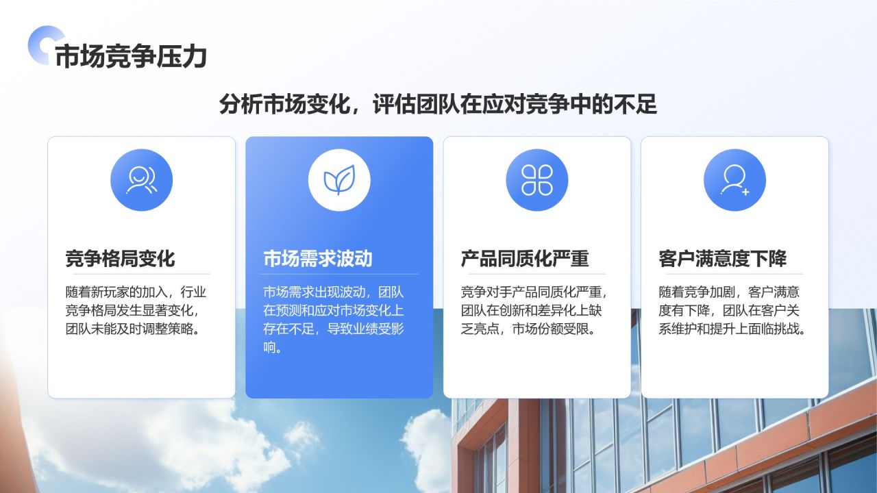 蓝色商务风季度团队绩效回顾与优化建议PPT模板