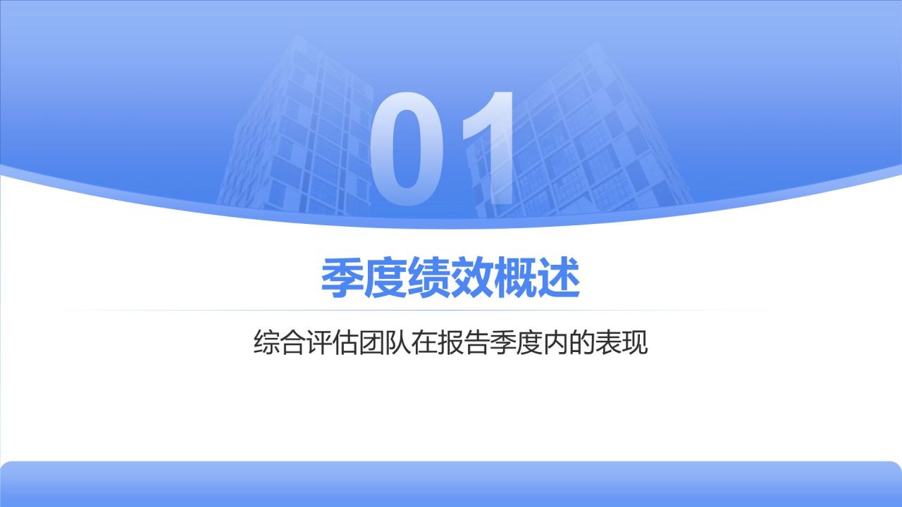 蓝色商务风季度团队绩效回顾与优化建议PPT模板